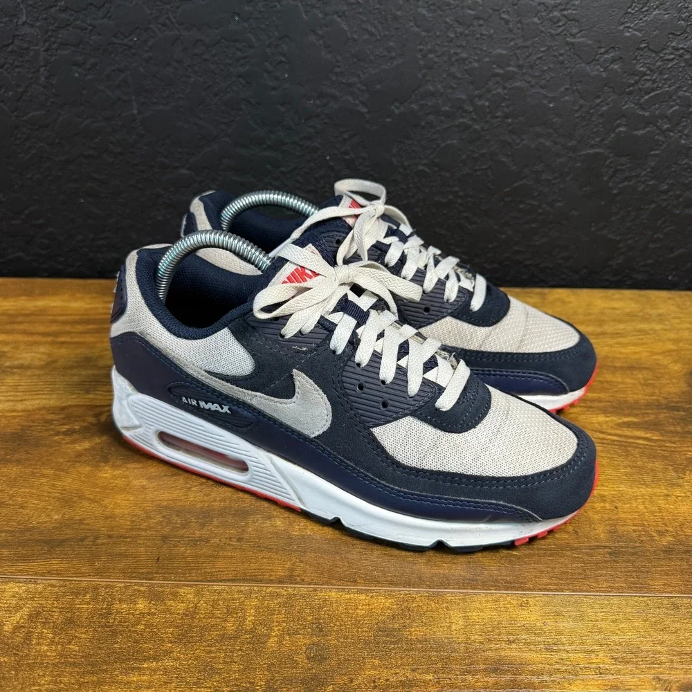 Nike Air Max 90 DM0029-400 Navy Canvas Running Shoes Mens 7.5